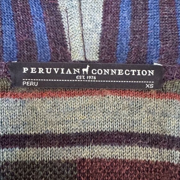 Peruvian Connection Salone Tribal Print Wool Alpaca Knit Coat Cardigan X-Small - Picture 10 of 11
